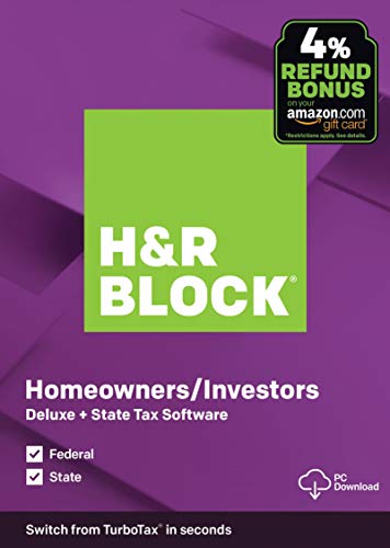 Book Cover [OLD VERSION] H&R Block Tax Software Deluxe + State 2019 [Amazon Exclusive] [PC Download]