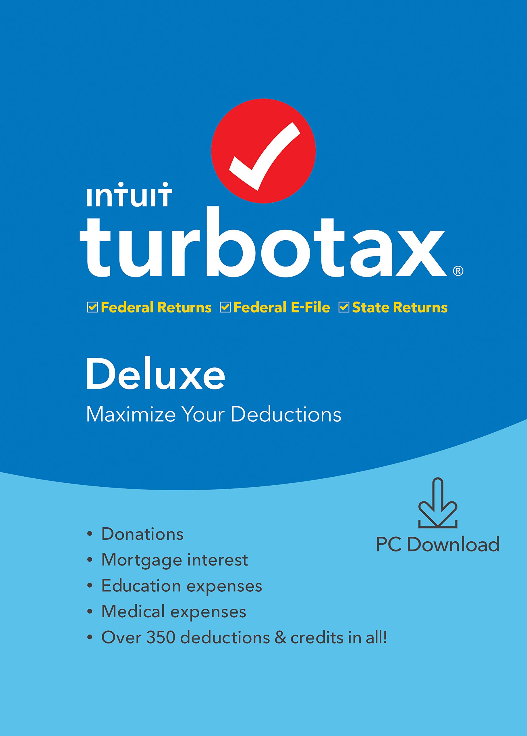 [Old Version] TurboTax Deluxe + State 2019 Tax Software [PC Download] PC Download Deluxe + State