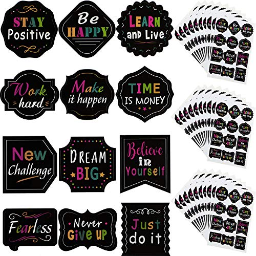 Book Cover 240 Pieces Inspiring Planner Stickers Inspirational Quote Stickers Motivational Encouragement Stickers for Laptop Book Phone Car Luggage Bike (Black)