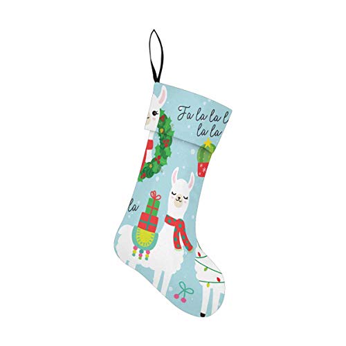 InterestPrint Cute Llama and Alpaca with Christmas Theme Christmas Stocking for Family Holiday Christmas Party