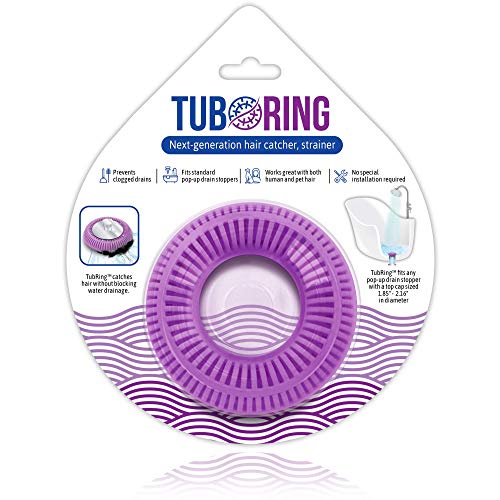 Book Cover TubRing The Ultimate Tub Drain Protector Hair Catcher/Strainer/Snare, Regular - Purple