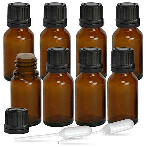 Essential Oil Bottles, Mini Amber Glass Bottles, 15ml (Pack of 12)