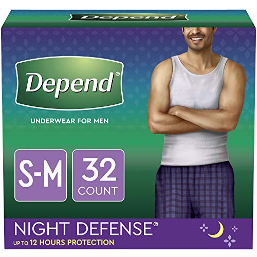 Book Cover Depend Night Defense Incontinence Underwear for Men, Overnight, Disposable, Size S/M, 32 Count (2 Packs of 16) (Packaging May Vary)