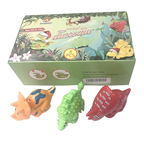 Book Cover SASBSC Dinosaur Toys for 3 4 5 6 Year Olds Boys Girls Wind up Dinosaur Toys Set Party Favors for Kids 8 Packs