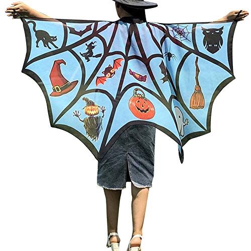 Book Cover Pongfunsy Women Men Halloween Costume Butterfly Shawl Fairy Ladies Print Bat Shawl Nymph Pixie Costume Accessory