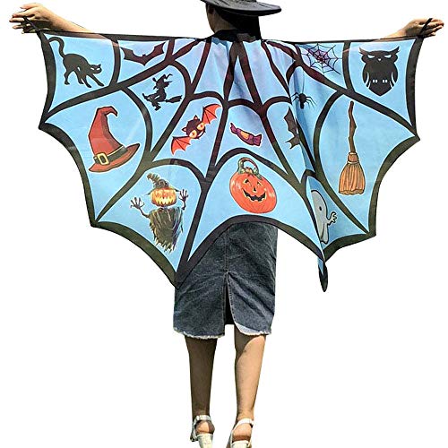 Pongfunsy Women Men Halloween Costume Butterfly Shawl Fairy Ladies Print Bat Shawl Nymph Pixie Costume Accessory