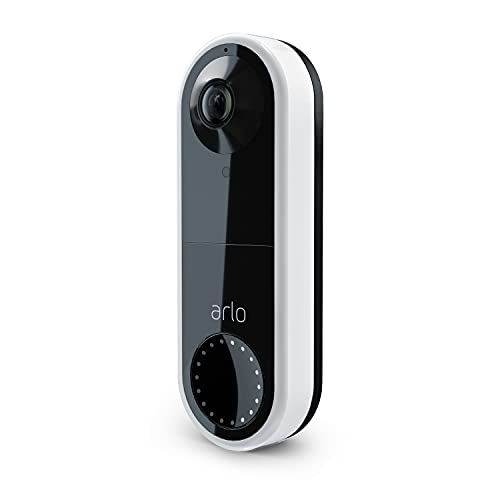 Book Cover Arlo Essential Wired Video Doorbell - HD Video, 180Â° View, Night Vision, 2 Way Audio, Direct to Wi-Fi No Hub Needed, Easy Installation (existing doorbell wiring required), White - AVD1001
