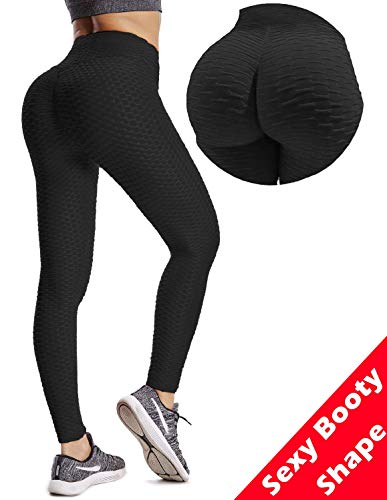 Book Cover Msicyness Womens Butt Lift Yoga Pants Hight Waist Booty Leggings Tummy Control Textured Workout Running Tights