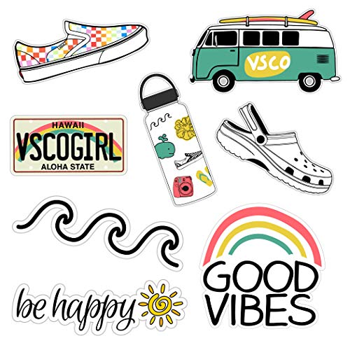 Cute Beach/Ocean Theme Vinyl Laptop and Water Bottle Decal Sticker Pack, Made in US (VSCO III)