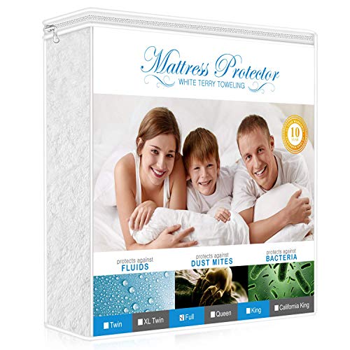 Book Cover Adoric Full Size Mattress Protector, Premium Waterproof Mattress Cover Cotton Terry Surface-Vinyl Free