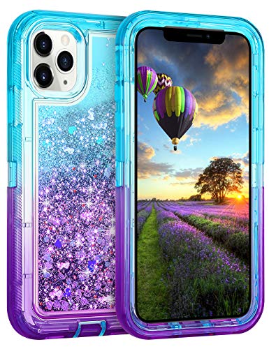Coolden Case for iPhone 11 Pro MAX Cases Protective Glitter Case for Women Girls Cute Bling Sparkle Heavy Duty Hard Shell Shockproof TPU Case for 2019 Release 6.5 Inches iPhone 11 Pro MAX, Aqua Purple