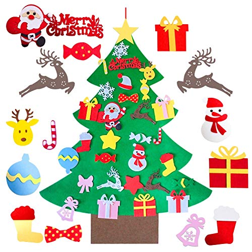 Book Cover Mansalee DIY Felt Christmas Tree Set, Detachable Ornaments, Wall Hanging Xmas Gifts for Christmas Decorations Christmas Ornamentst