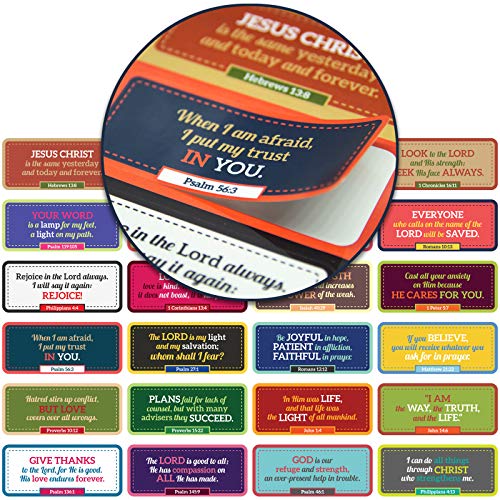 reussir Bible Verse Stickers (Set of 48 Stickers with 24 Inspirational Christian Quotes) 1" x 2.5" Scripture Stickers