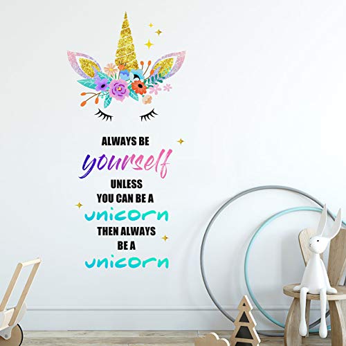 Book Cover Sionoiur Unicorn Wall Decals Removable Wall Decor Always Be A Unicorn Colorful Quotes Vinyl Stickers Mural Home Decor Bedroom Nursery Birthday Party Christmas Gift for Girls Kids