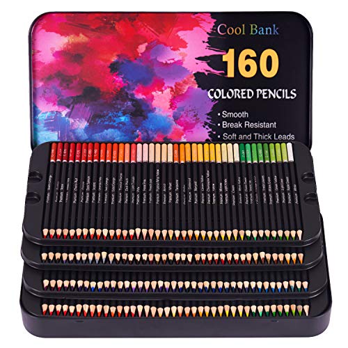 Book Cover 160 Professional Colored Pencils, Artist Pencils Set for Coloring Books, Premium Artist Soft Series Lead with Vibrant Colors for Sketching, Shading & Coloring in Tin Box