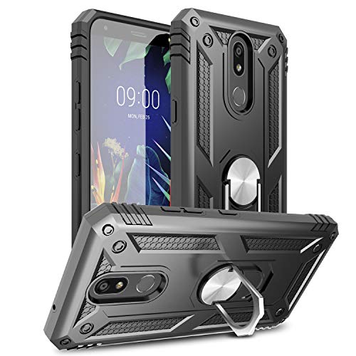 Book Cover LG Stylo 5 Case, LG Stylo 5v Case, Yunerz LG Stylo 5 Plus Military Grade Armor Dual Layer Case with 360 Degree Rotating Ring Kickstand and Magnetic Case Cover for LG Stylo 5+/LG Stylo 5v(Black)