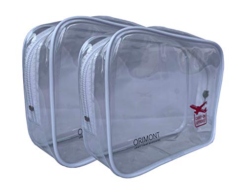 Book Cover Orimont Clear Toiletry Bag With Zipper 2 pcs - Carry-On TSA Approved Travel Airline Compliant Bag - Perfect For Toiletries Cosmetics Makeup Liquids And Bottles