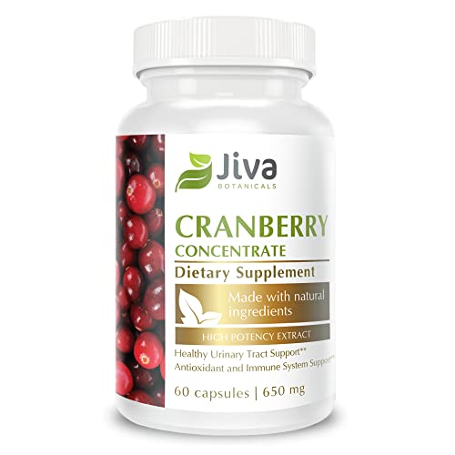 Cranberry Pills for Women 650 mg - High Potency Cranberry Supplement Extract made from Cranberry Powder - Made in USA - Cranberry Capsules for Urinary Tract Health - Jiva Botanicals