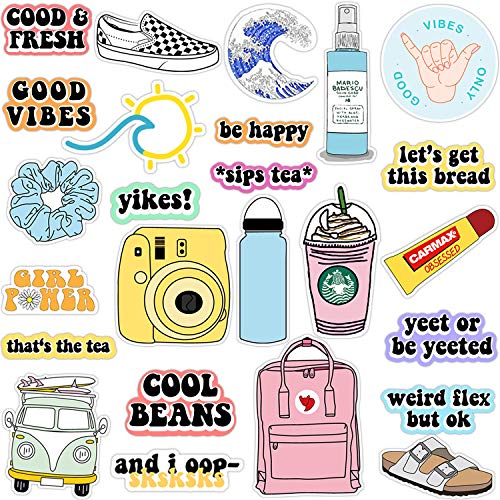 Book Cover VSCO Vinyl Stickers Aesthetic,Trendy - VSCO Girl Essential Stuff for Water Bottles Stickers Suitable for Photo Sharing, Swimming,Outdoor (Multi Colorful)