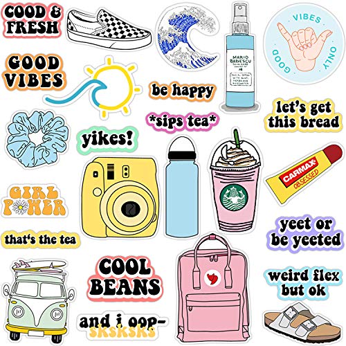 VSCO Vinyl Stickers Aesthetic,Trendy - VSCO Girl Essential Stuff for Water Bottles Stickers Suitable for Photo Sharing, Swimming,Outdoor (Multi Colorful)