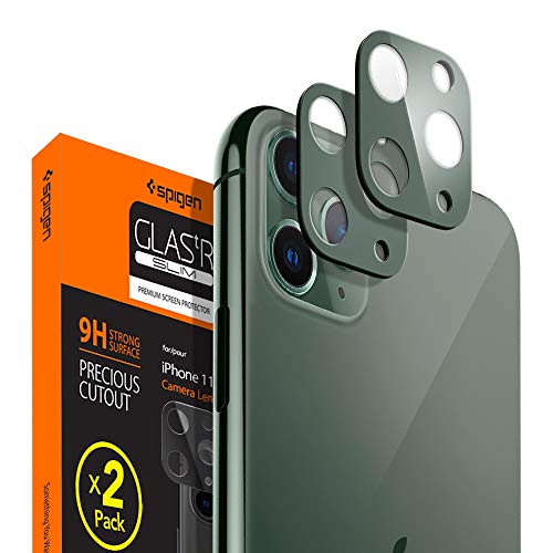 Spigen Camera Lens Screen Protector [GlasTR Optik] designed for iPhone 11 Pro/iPhone 11 Pro Max - Midnight Green [2 Pack]
