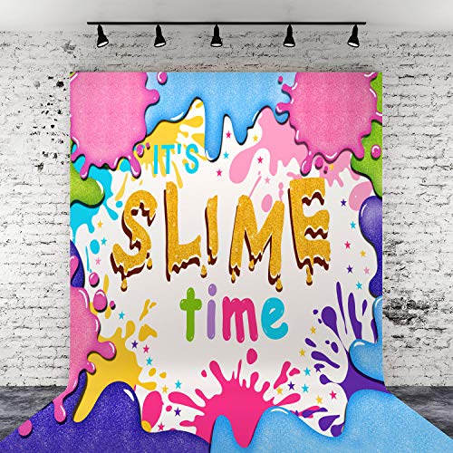 Slime Vinyl Backdrop Glitter Slime Birthday Party Photography Background for Party Decoration Photo Studio Booth Props Banner (4 x 5 ft)