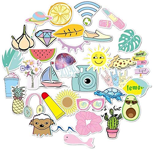 35 Pack Cute Nature Vsco Stickers for Water Bottles Laptops - Aesthetic Lovely Fashion Trendy Waterproof Vinyl Sticker for Hydro Flasks Luggage Mirrors Travel Phone - Scrapbook Decals for Teens Girls