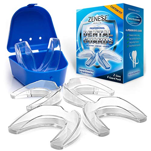 Zenesse Health Mouth Guard for Grinding Teeth (4 Pack) Moldable Dental Night Guards with Bonus Retainer Case, Best for TMJ, Bruxism & Teeth Whitening Trays