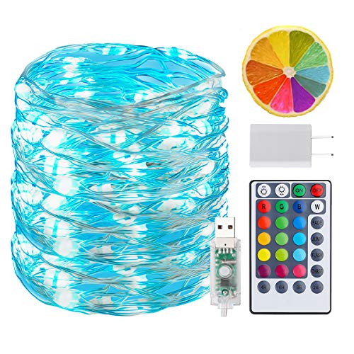 BINZET 33Ft Fairy Lights - With 100 Leds 16 [Multi] Colors Changing Starry String Lights - Remote Controlled Waterproof Twinkle Lights for Bedroom Party Halloween Christmas Decor [USB Style with Plug]