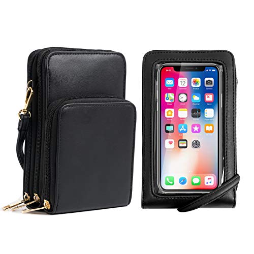 Book Cover BORIVILLAã€2020 Updated Versionã€‘Crossbody Cellphone Purse Women Touch Screen Bag RFID Blocking Wallet Handbag Shoulder Strap Black Size: L