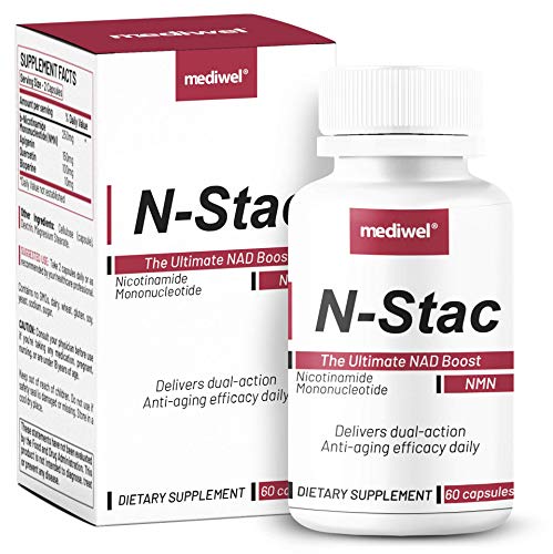N-Stac- Featuring Pure NMN (99%) - CD38 Inhibitors Apigenin and Quercetin - Elevates NAD+ Bioavailability - Stabilized Pharmaceutical Grade NMN - Made in USA
