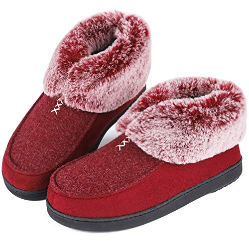 Book Cover Women's Cozy Memory Foam Slippers Fluffy Wool Like Faux Fur Fleece Lined House Shoes with Non Skid Indoor Outdoor Sole