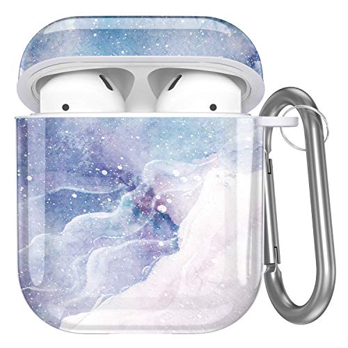Book Cover Hamile Compatible with Airpods Case Cover Cute Protective Case for Apple Airpods 2 & 1, Fadeless Pattern Shockproof Hard Case Cover with Portable Keychain for Girls Women Men - Dream Snow