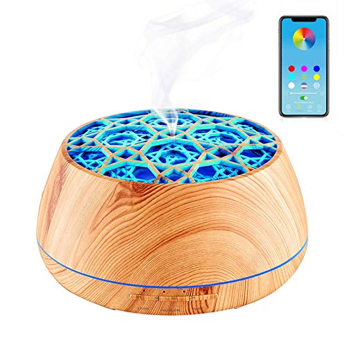 Cool Mist Humidifiers for Bedroom, Smart Diffusers for Essential Oils ,400ml Small Room Humidifier Essential Oil Diffuser for Home& with Bluetooth Speaker 7 Color LED Night Lights Support APP Control and Auto Shut-off Air Humidifier
