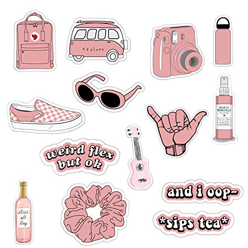 Book Cover Vsco Girls Stickers for Water Bottles Big 14-Pack, Pink Waterproof Stickers for Hydro Flask,Laptop,Phone,Travel, Photo Sharing, Outdoor - Cute, Trendy, Aesthetic Vinyl Stickers for Teen Girls, Kids