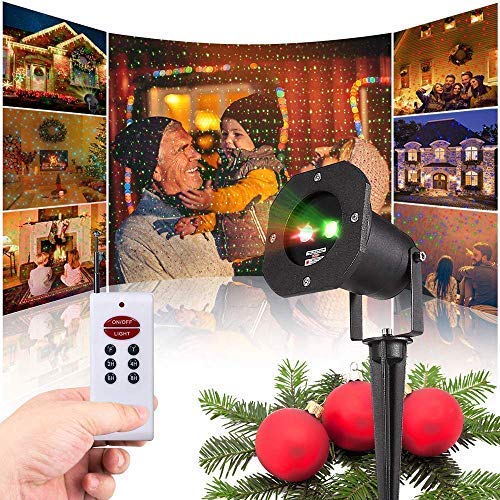 Book Cover TryLight Christmas Lights Projector, Outdoor Laser Christmas Lights LED Landscape Spotlights Red and Green Spots with RF Wireless Remote for Christmas, Party, New Year, Garden Decoration