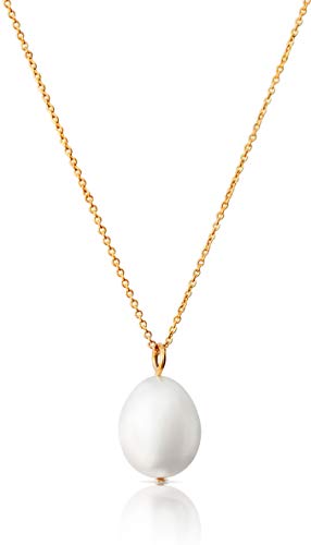 Single Pearl Necklace for Women, White Dainty Pearl Drop Pendant | Elegant Gold Chain Necklace, Perfect for Layering | 14k Gold Necklace for Women