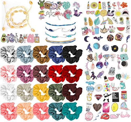 Book Cover ORSHEE G. Vsco Girl Stuff (126 pcs) Pack of Stickers for Water Bottles Scrunchies Puka Shell Necklace Choker and Bracelet and Friendship Bracelets for Girls Cool and Trendy Boho Style Accessories