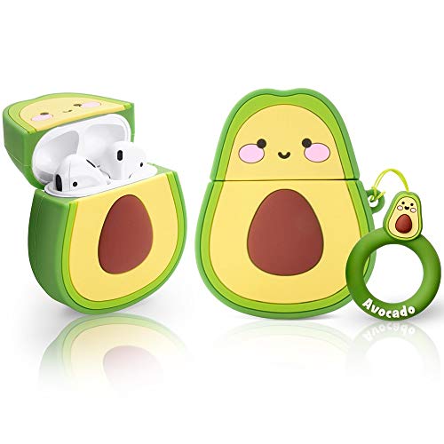 Case for Airpods Case - 3D Cute Avocado Air Pods Case Cover Silicone Skin for Apple Airpods 2 & 1 Charging Case, Best Gift for Girls Women Teens (Avocado)