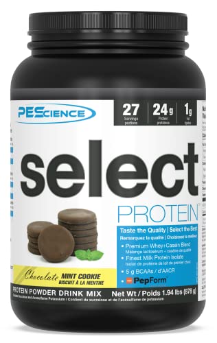 PEScience Select Low Carb Protein Powder, Chocolate Mint Cookie, 27 Serving, Keto Friendly and Gluten Free