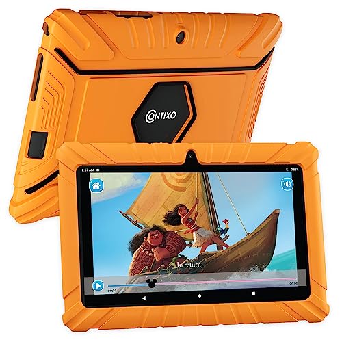 Contixo Kids Tablet V8, 7-inch HD, Ages 3-7, Toddler Tablet with Camera, Parental Control - Android 11, 16GB, WiFi, Learning Tablet for Kids, Orange