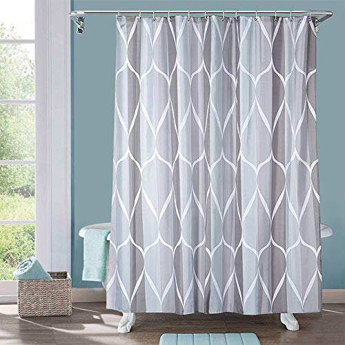 Yougai Shower Curtain for Bathroom with 12 Hooks, Polyester Fabric Machine Washable Waterproof Shower Curtains 72 x 72 Inch(Grey)