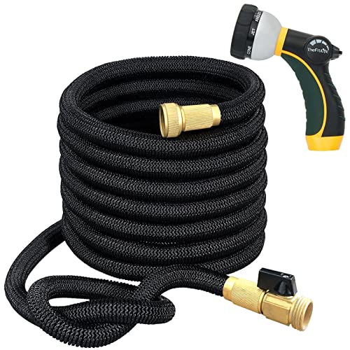 TheFitLife Flexible and Expandable Garden Hose - Triple Latex Core with 3/4 Inch Solid Brass Fittings and 8 Function Spray Nozzle, Kink Free and Portable 100FT