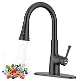 WEWE Kitchen Faucet with Pull Down Sprayer, Stainless Steel Single Handle, Matte Black Kitchen Sink Faucet for Pot Filler, Farmhouse Bar Laundry, Lead Free, Brushed Nickel