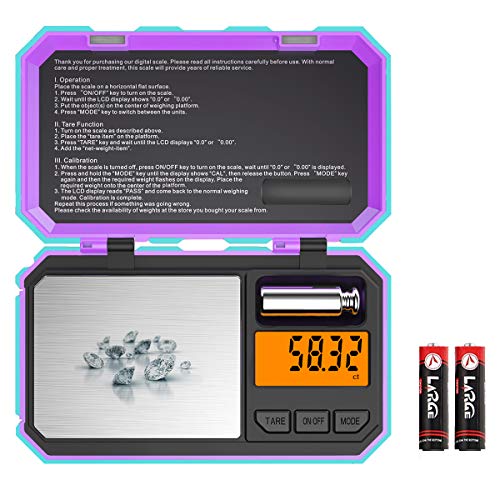 (Newest Version) Digital Pocket Scale, 200g Max High Precision Mini Scale, Highly Accurate Multifunction with Premium Stainless Steel Finish, LCD Backlit Display (Battery Included)