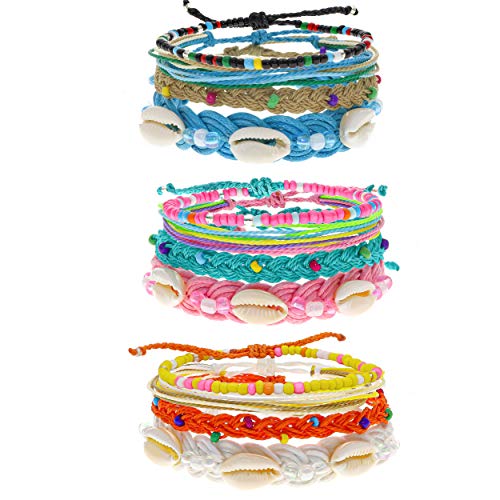 FROG SAC 12 PCS VSCO Bracelets for Teen Girls, Boho Cowrie Shell Friendship Bracelets