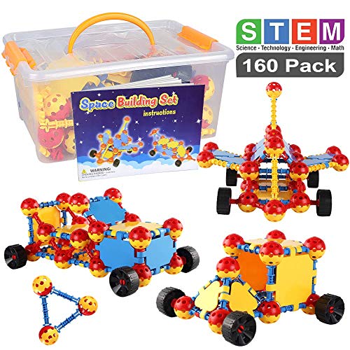 Book Cover POKONBOY STEM Learning Toys Educational Building Toys,160 PCS Kids Learning Toys Creative Engineering Construction Building Blocks Set for Boys and Girls Age 3 4 5 6 7 8 Year Old Christmas Birthday