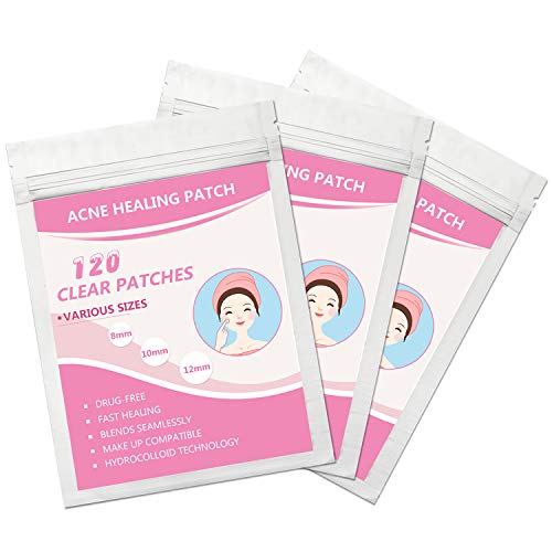 Book Cover 120 Pcs Acne Patch Invisible Pimples Sticker Pus Absorption Hydrocolloid Whelk Cover Facial Spot Treatment, 3 Sizes