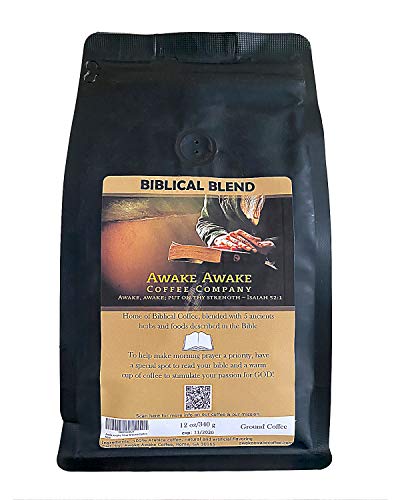 Book Cover Ground Coffee by Awake Awake Coffee | Biblical Coffee Blended with 5 ancient spices and foods described in the bible. Feel good about you morning faith walk. 12 oz Ground 100% Arabica