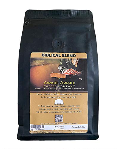Ground Coffee by Awake Awake Coffee | Biblical Coffee Blended with 5 ancient spices and foods described in the bible. Feel good about you morning faith walk. 12 oz Ground 100% Arabica